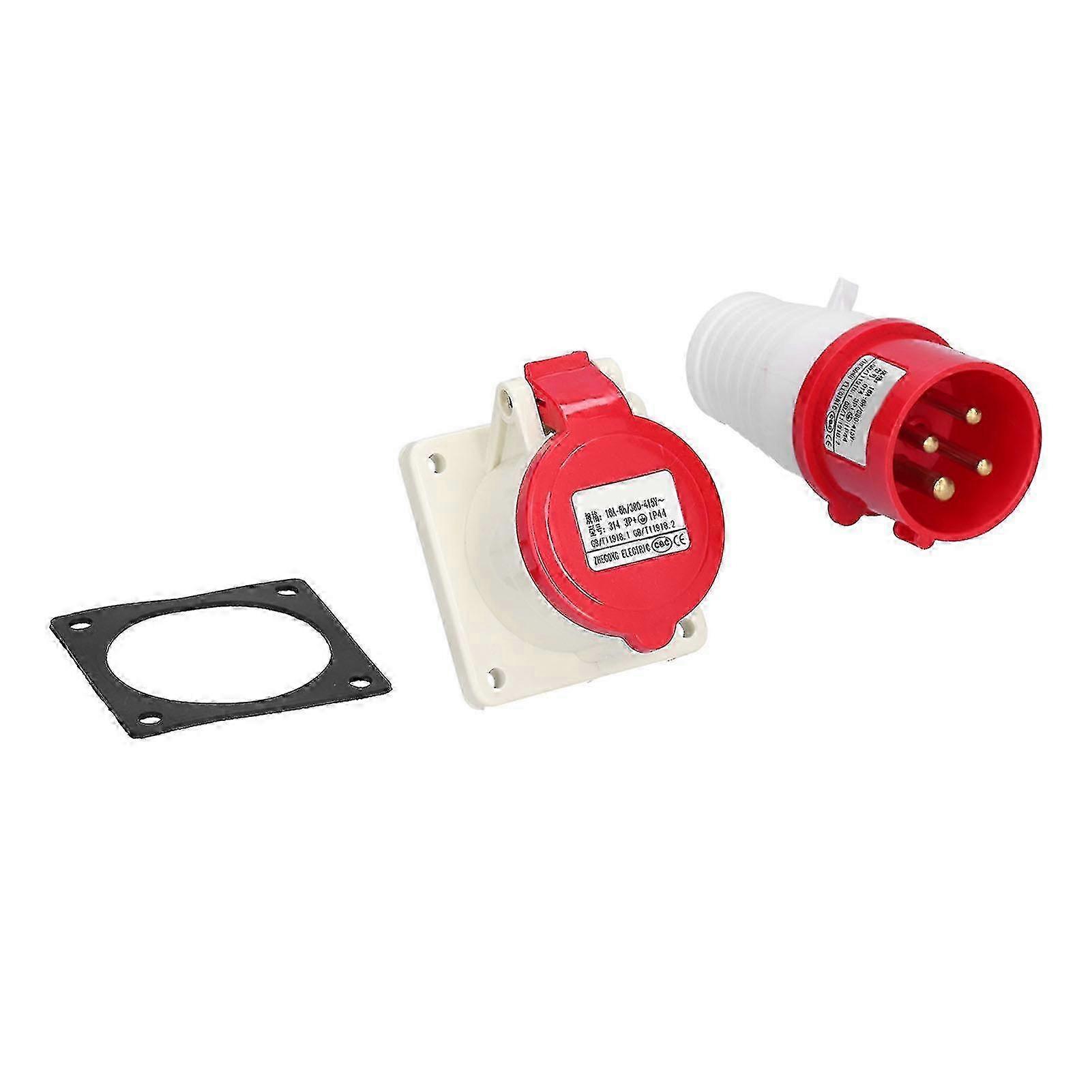 4 Pin Power Plug Set: Waterproof 3 Phase Socket Connector for 380V-415V, 16A 3P+E Concealed Mount