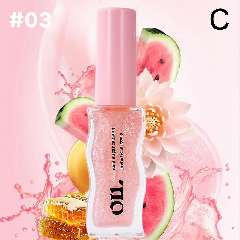 Deeply Moisturizing Serum Lip Oil with Fruit Honey Extract 8ml Long-Lasting Hydration Blurs Lip Lines 6 Shimmering Color Options