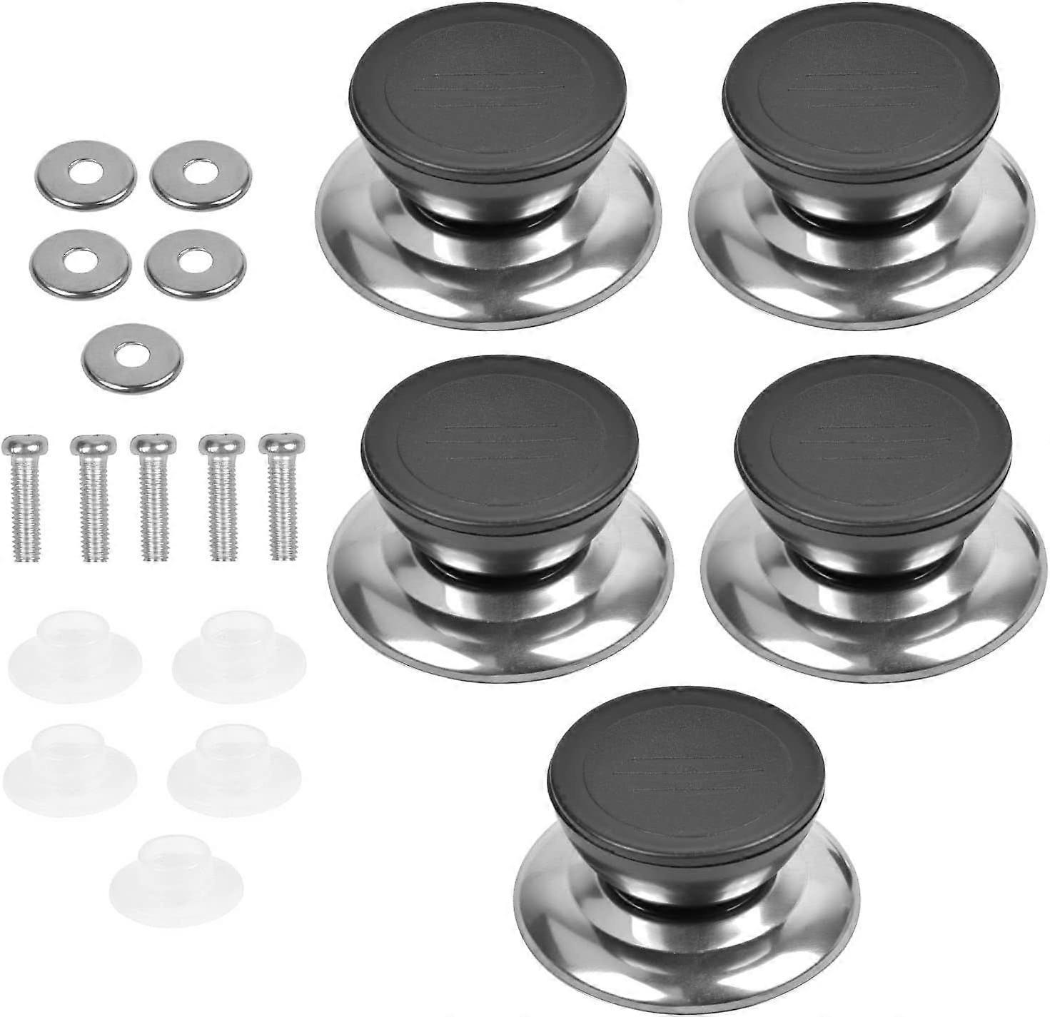 New style Lid Knob 5 Pieces Pan Lid Knobs Black Universal Replacement Kitchen