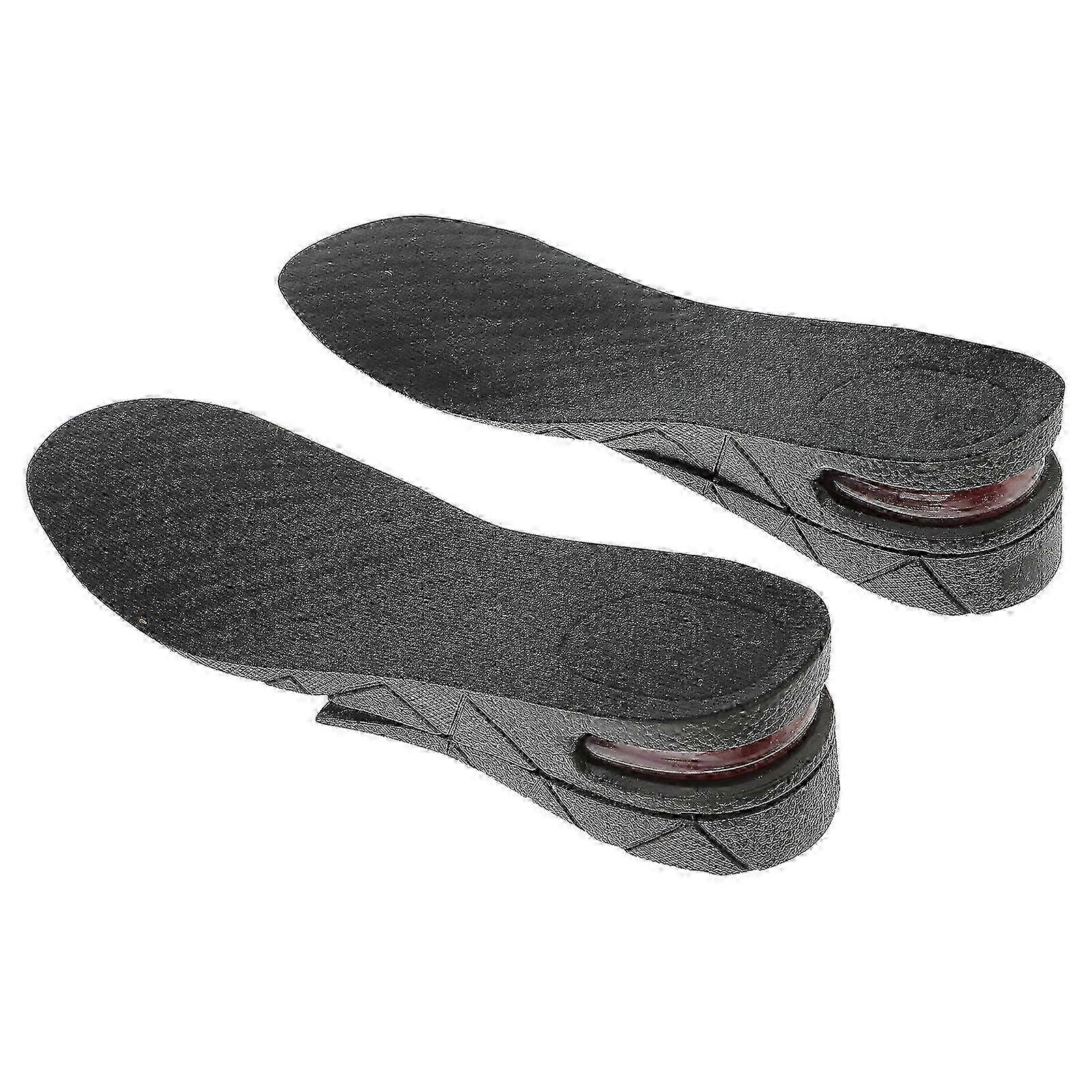 5cm Height 2-layer Adjustable Men's Invisible PU Increased Insoles Elevator Insoles Shoe Pads - One Pair (Black)