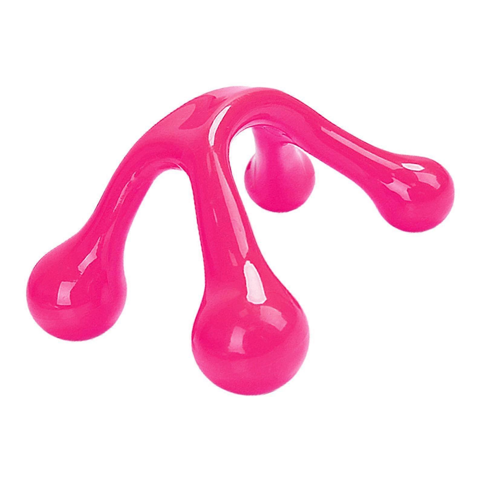 Portable Handheld Back Neck Massager Tool with Trigger Point Knobs for Full Body Relief – Hot Pink