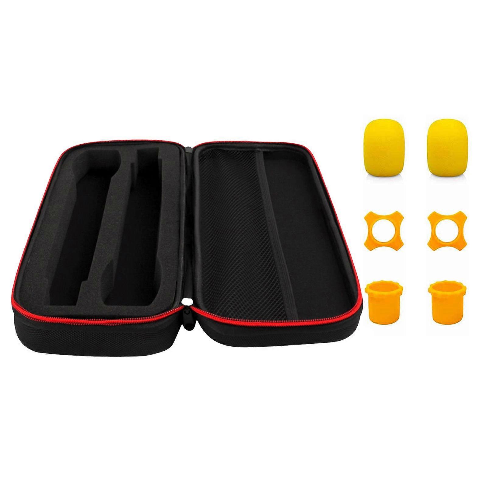 Portable Microphone Case EVA Travel Bag for Handheld Wireless Mic Easy Access Zippered Container Sponge Cover  Yellow