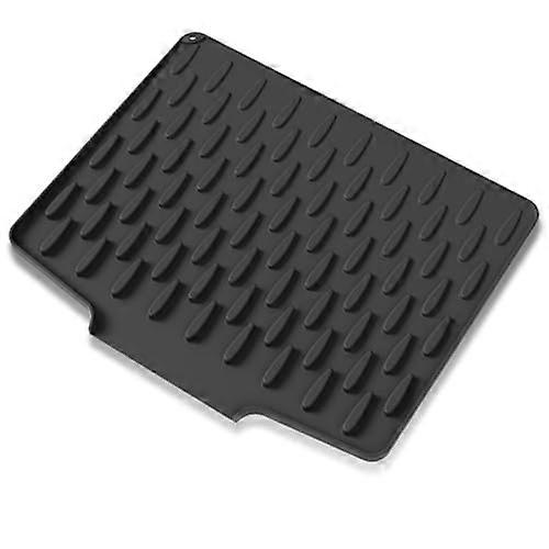 Silicone Dish Drying Mat with Draining Design – HeatResistant NonSlip Counter Protector for Kitchen (Black)