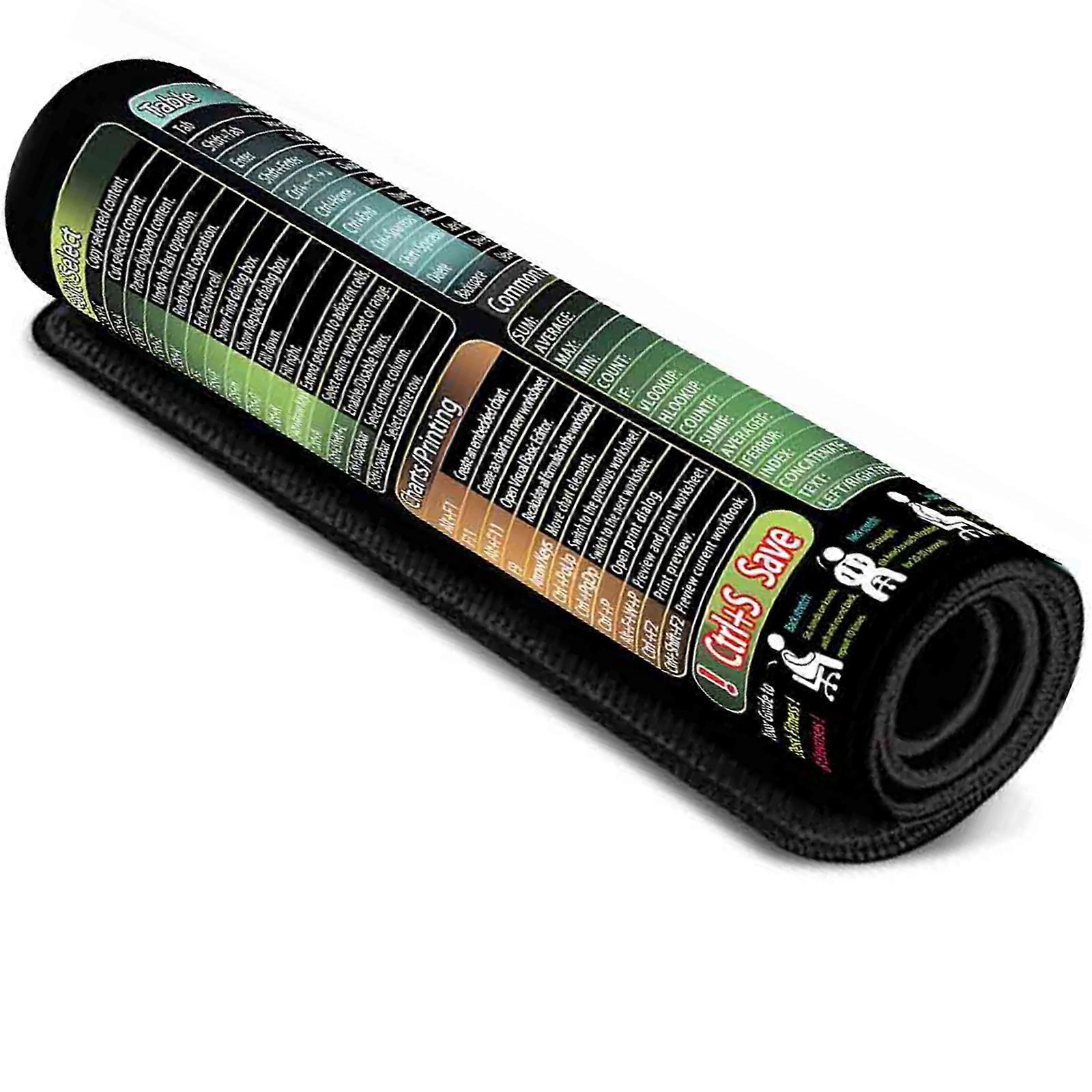 400x900x3mm NonSlip Computer Mats with Excels and Word Shortcut Waterproof Desk Pad for Office Use and Gaming Multicolor