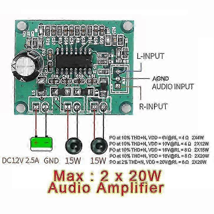 2*15W Dual Channel Amplifier Board CS8655E Audio Power Amp Digital AMP HiFi Stereo Max 20W Amplifier Class D Low Distortion