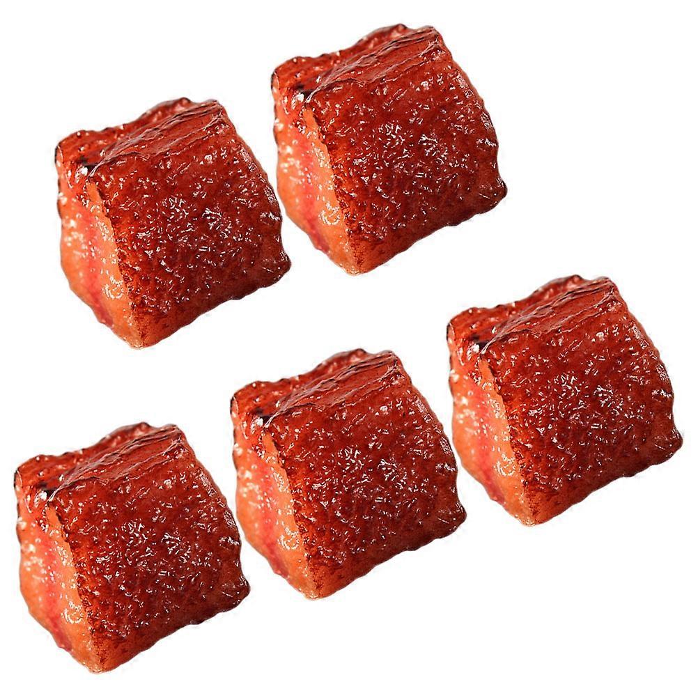 Realistic Fake Meat Beef Block Model for Decor 5Pcs Artificial Cubes