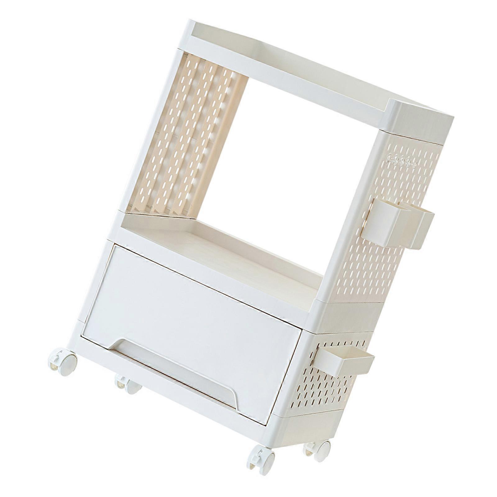 Practical Rolling Shelf Unit Space Saving Multi Layer Trolley Storage Shelves For Organizing Books And More Multicolor