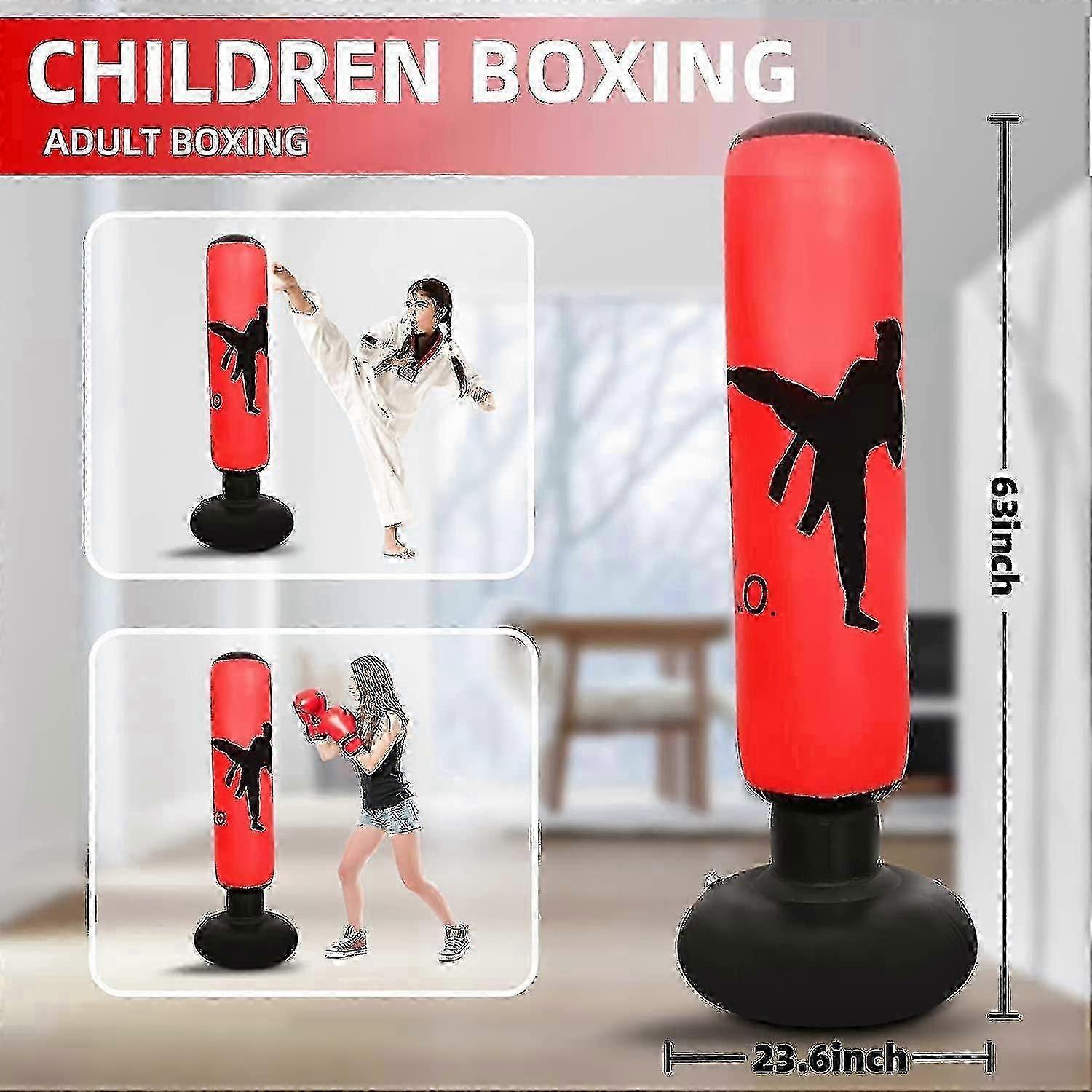 Kids Inflatable Punching Bag - Boxing Practice Set Instant Rebound Guanguan