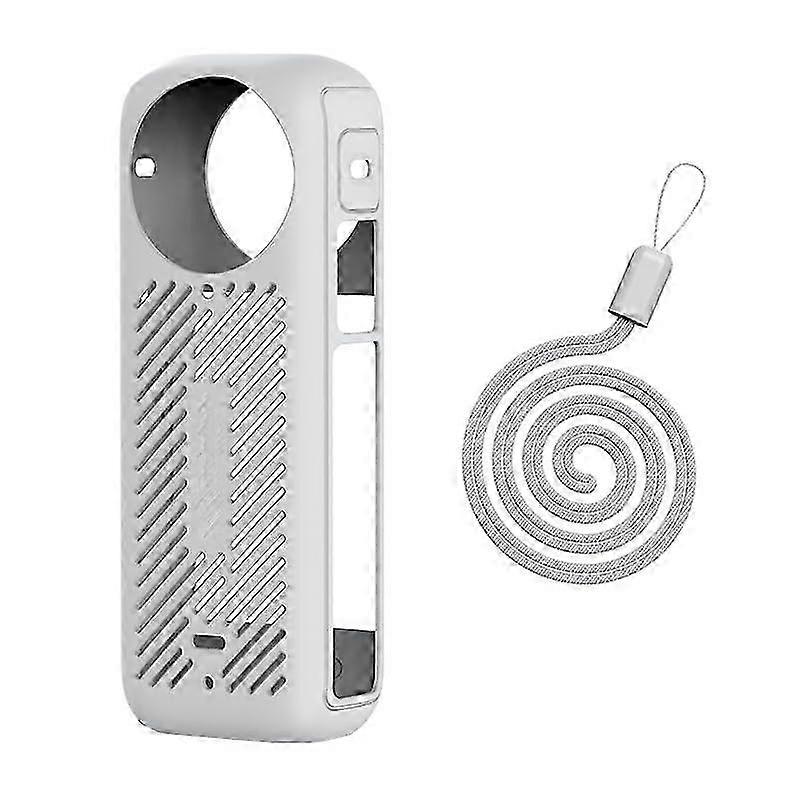 Insta360 X4 Action Camera Silicone Case with Lanyard, AntiScratch Protective Cover, Soft Silicone Frame Protective Accessories (Grey)