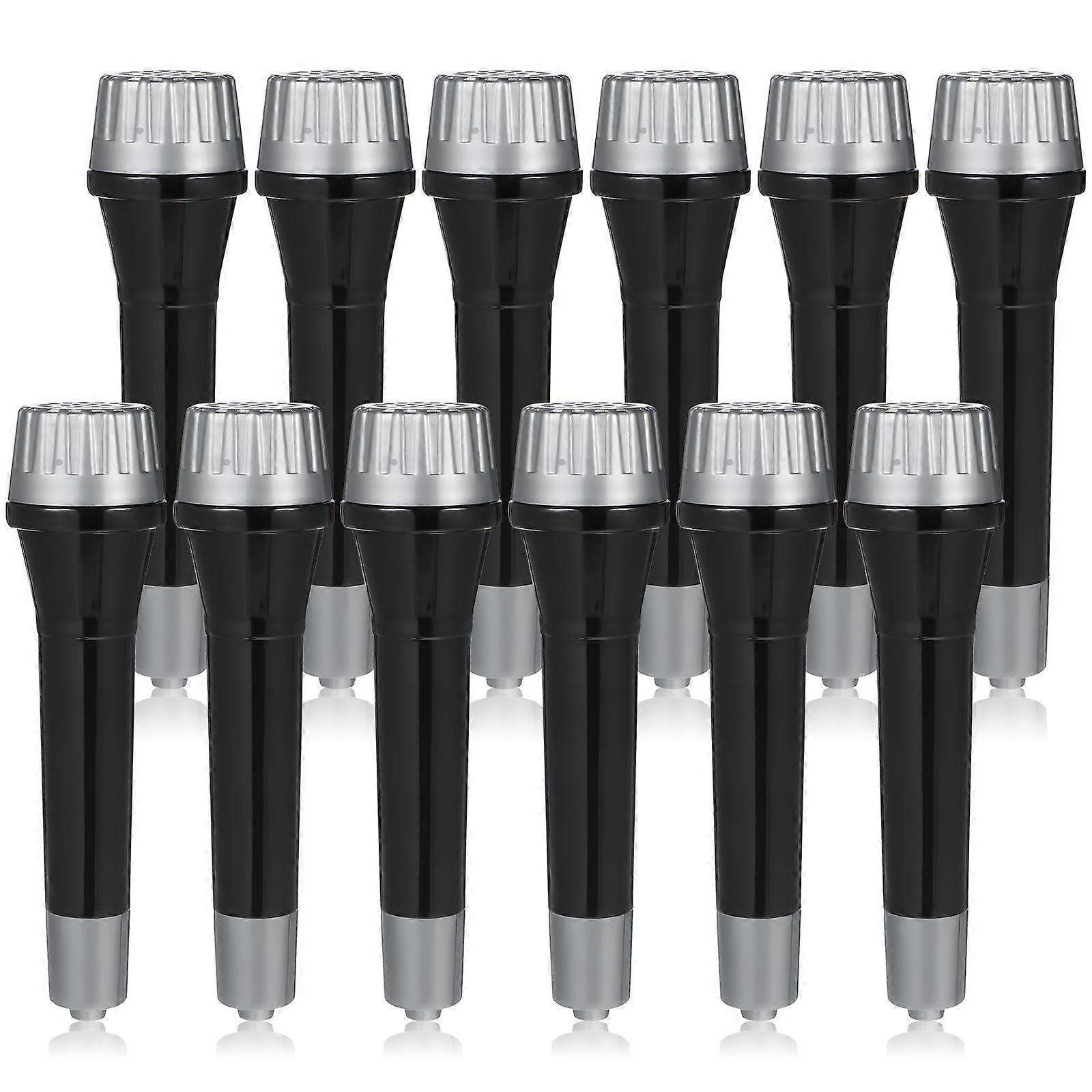Kids Microphone 12Pcs Play Microphone Props For Dances Recording Handle With Mesh Head Versatile Use