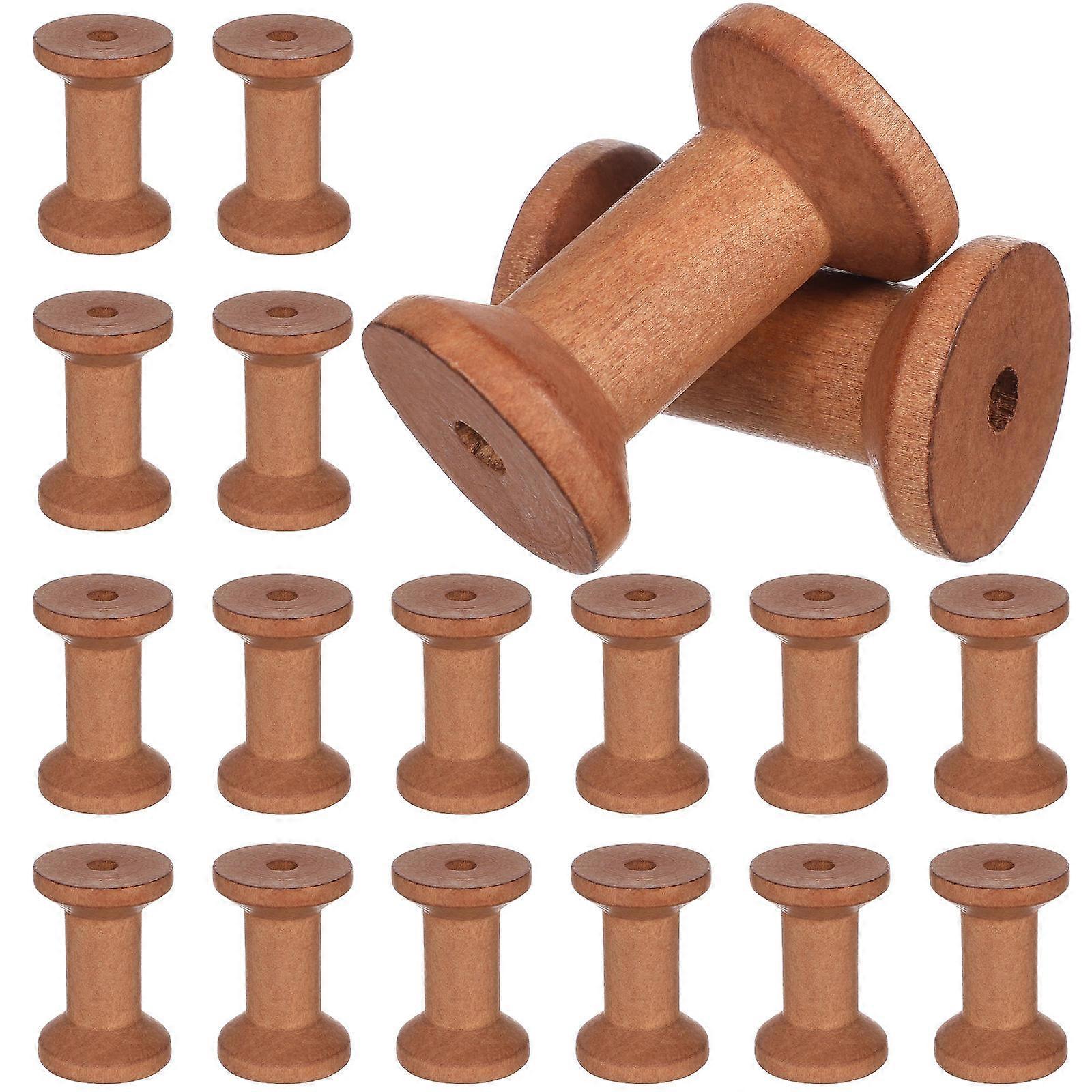 Empty Thread Spools Wood Spools for Sewing Use 20Pcs Light Brown Set