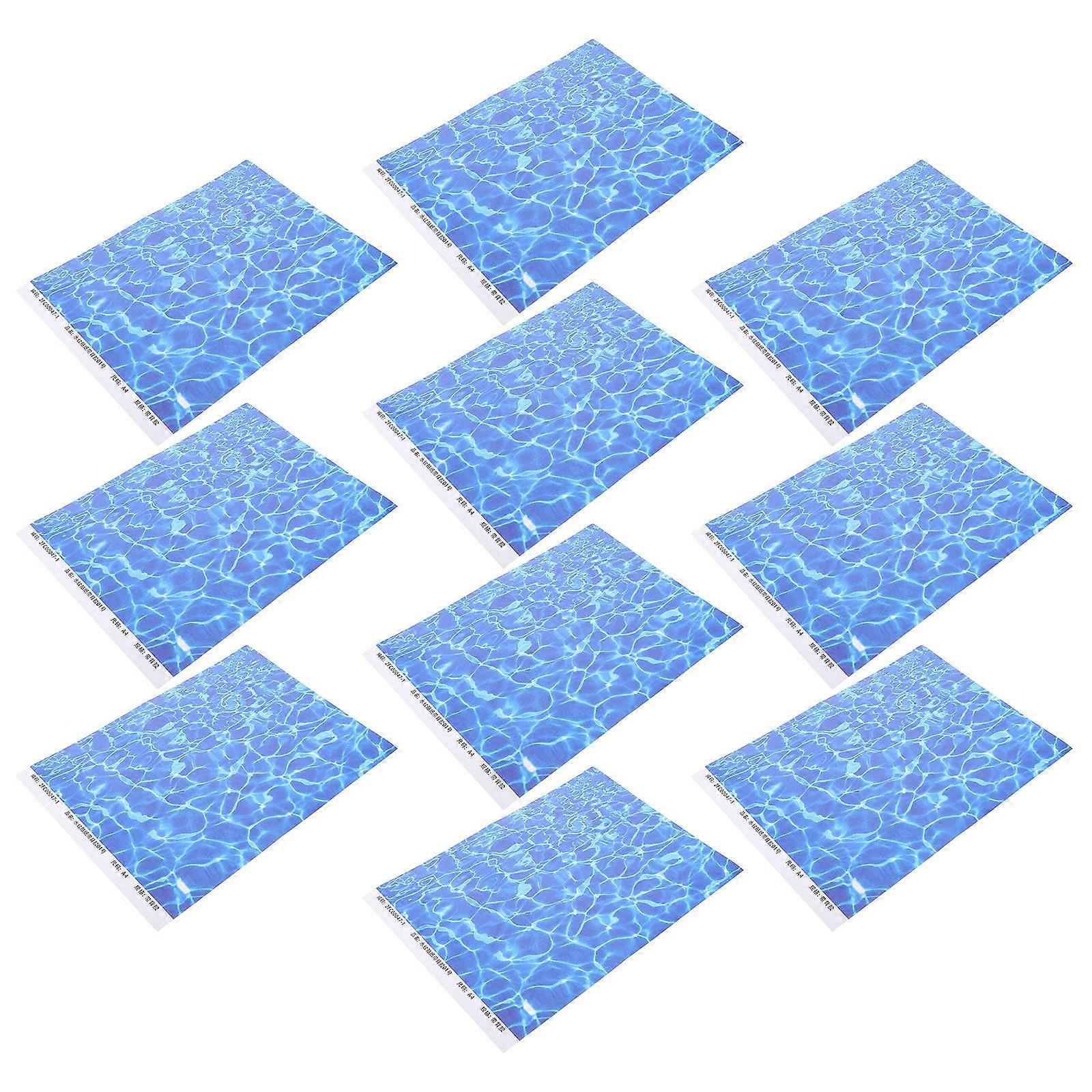 Water Grain Landscape Sticker for Decor 10 Sheets Blue Plastic Material