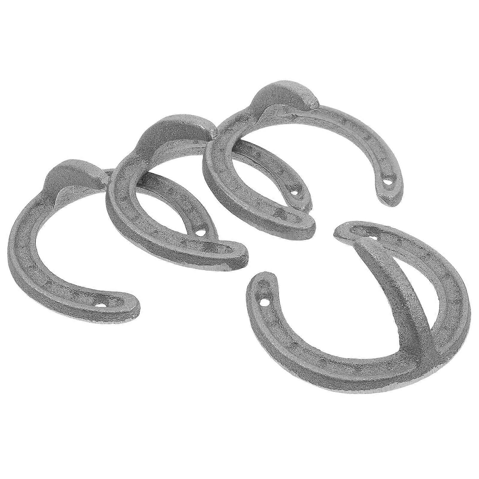 Horseshoe Cast Iron Wall Hooks for Home Use 4Pcs Rustic Coat Hangers