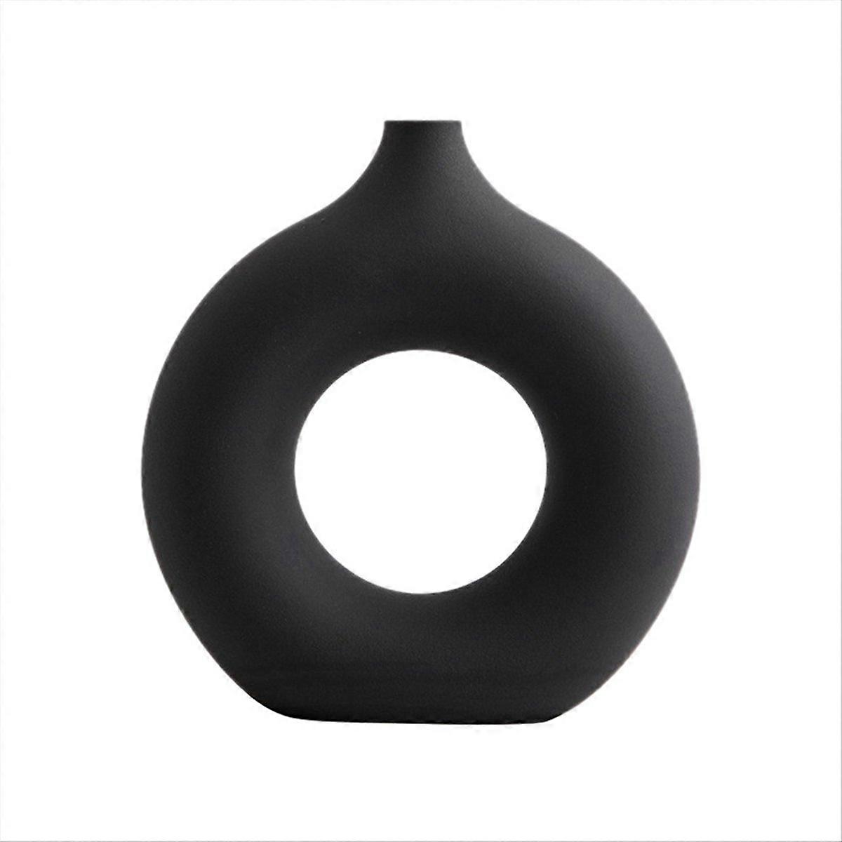 Nordic Ceramic Vase Decor Room Decoration Black,L