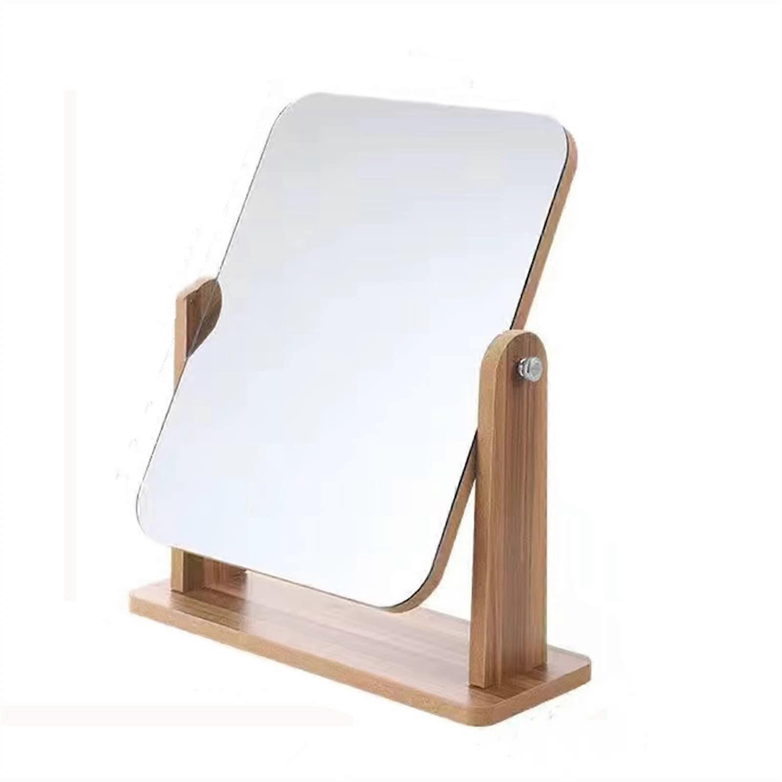 Makeup Mirror Wooden Desktop Vanity with Stand, Definition Reflection for Bedroom and Travel