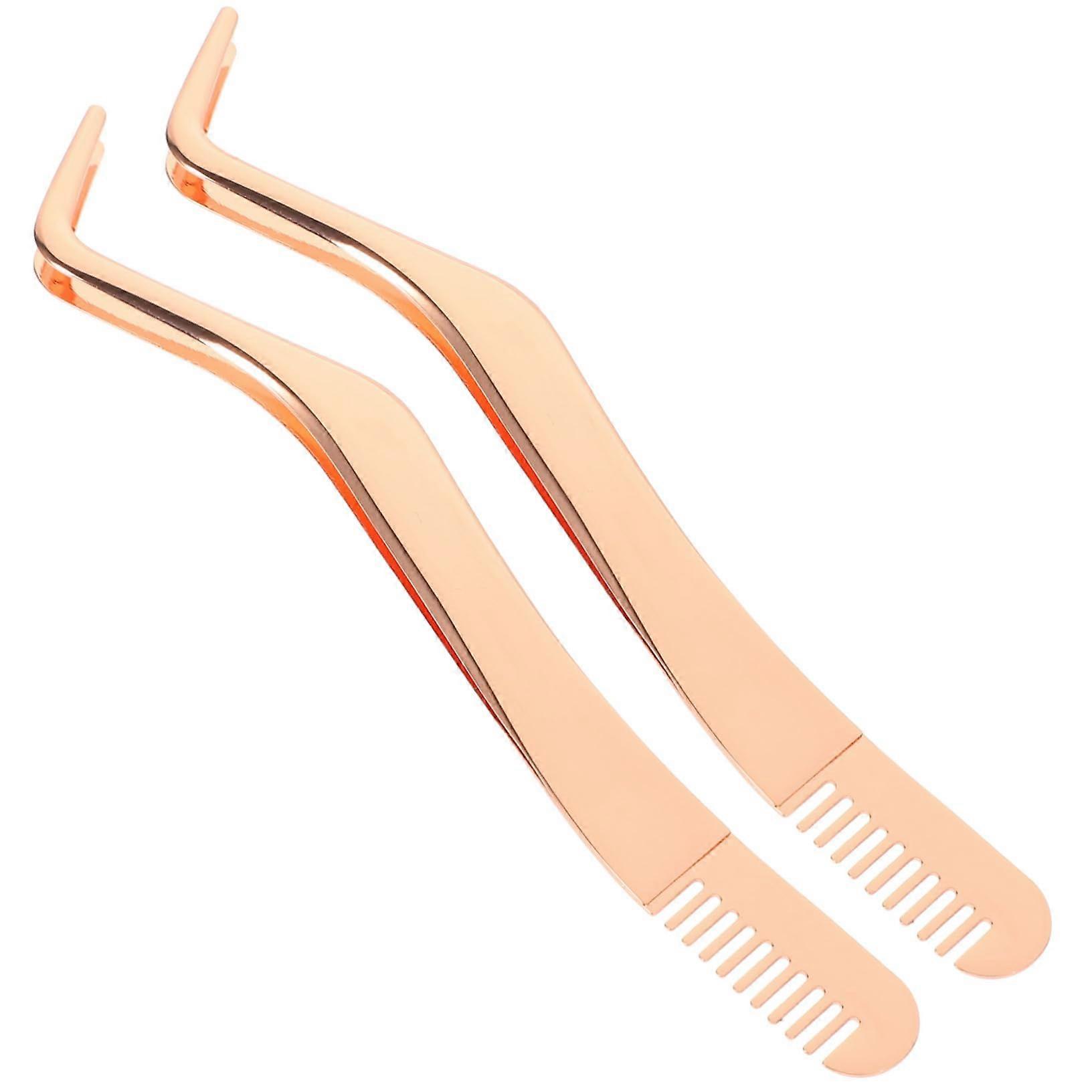 2pcs Stainless Steel Eyelash Applicator Tool with Comb for Precision Lash Application and Easy Use