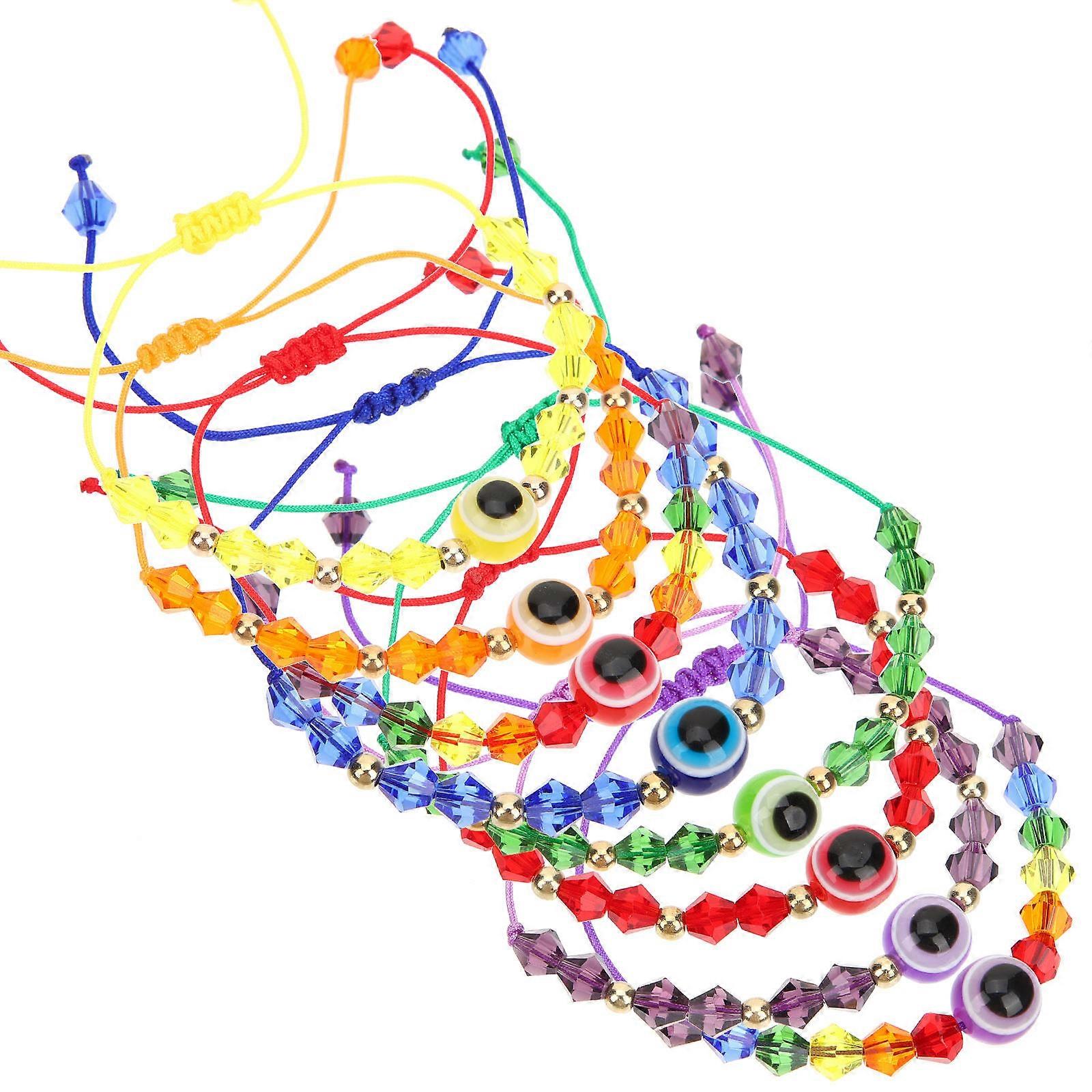 8Pcs Evil Eye Bracelets Adjustable Beaded Bracelets Handmade Bracelets