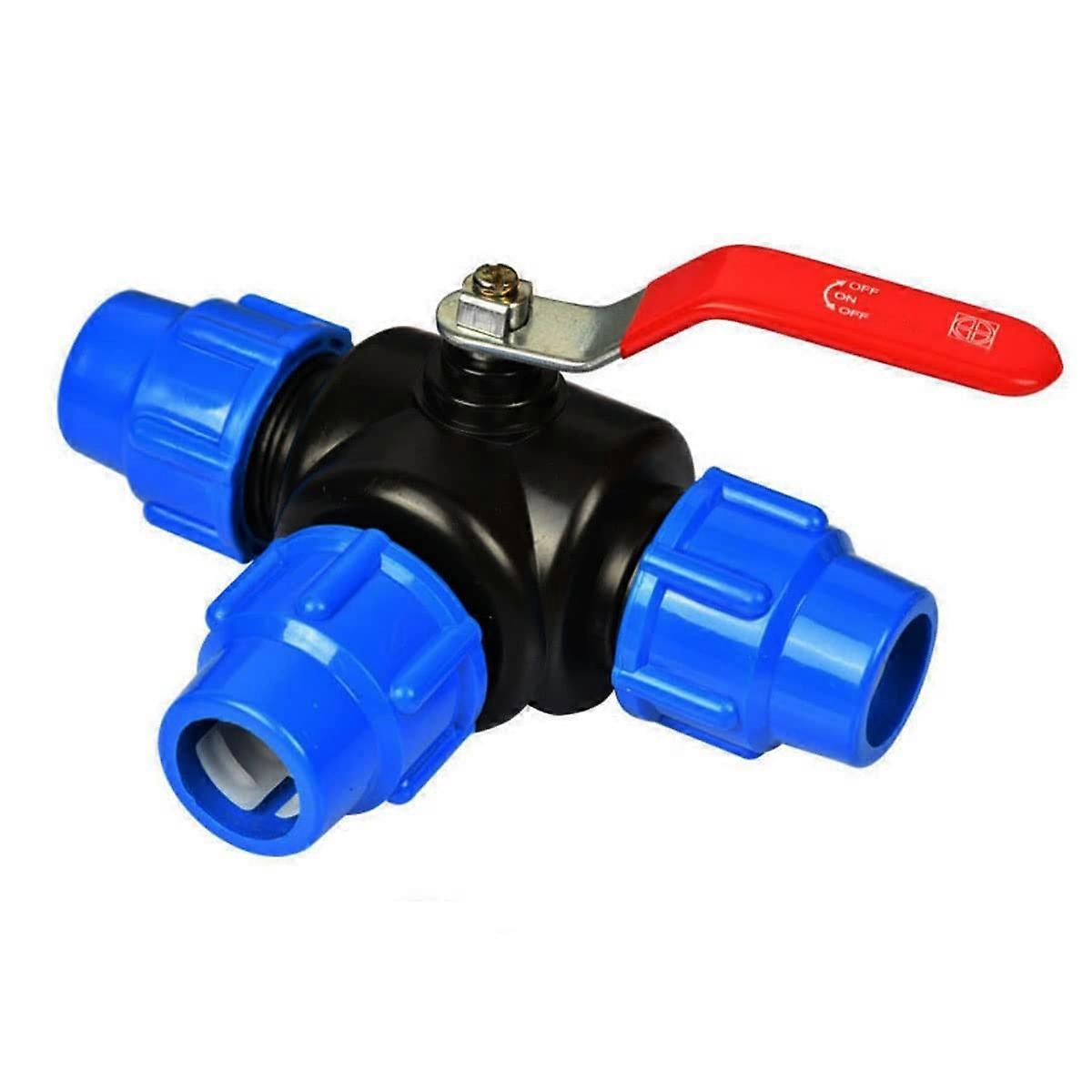 PVC Three Way Ball Valve 40mm TType LeakProof Durable Plastic Steel Core for Water Flow Control
