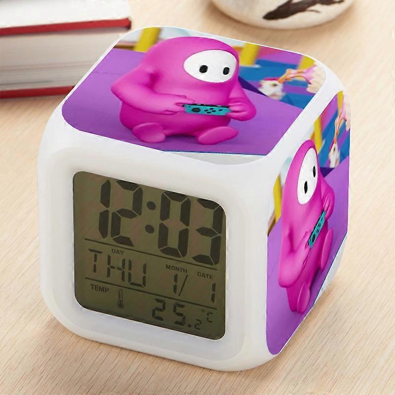 Fall Guys Square Colorful Alarm Clock, Creative Silent New Digital Bell Clock