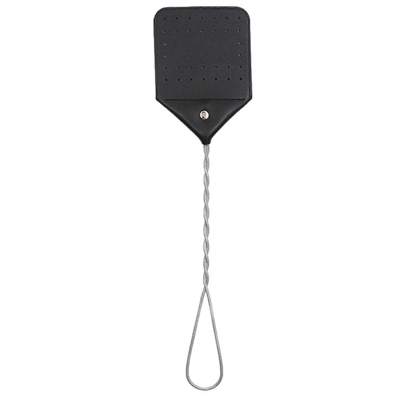 Leather Fly Swatter with Long Ergonomic Handle, Heavy Duty PU Leather, RustResistant Wire Frame
