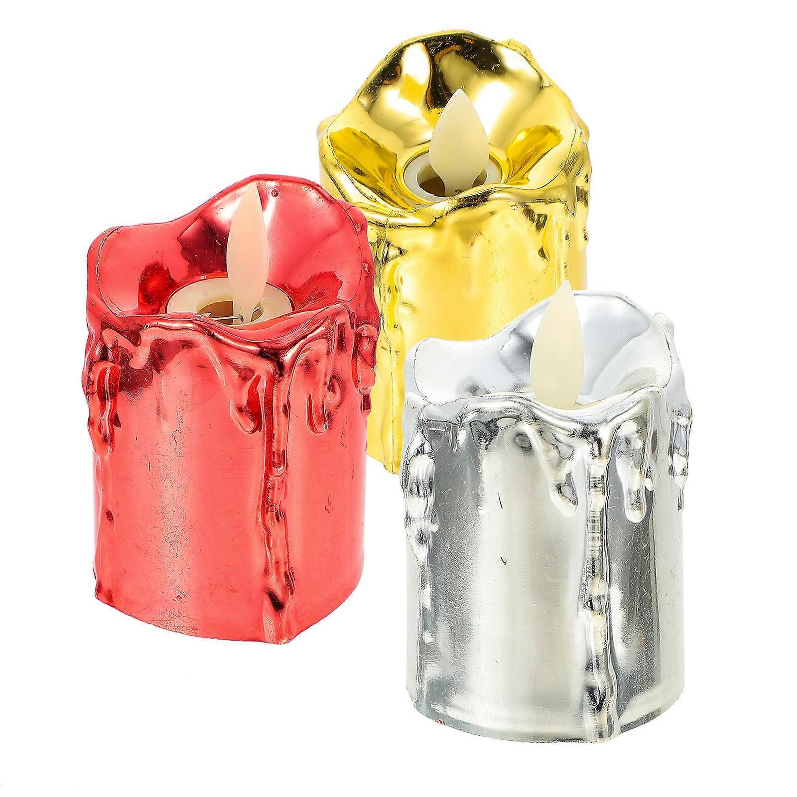 LED Tea Lights Electric Candles with ABS Material for Decor Assorted Color 3Pcs