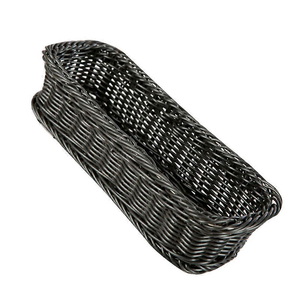 Imitation Rattan Basket Woven Plate Basket for Kitchen Use 1Pcs Grey Rectangular