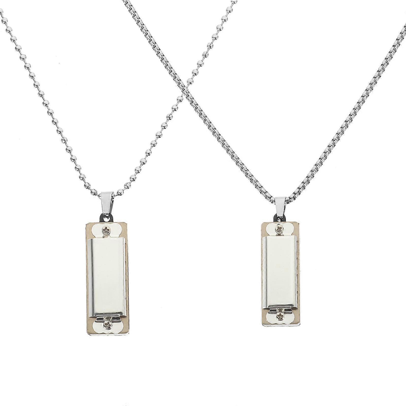 Silver Harmonica Pendant Necklace with Zinc Alloy Material for Decor 2Pcs