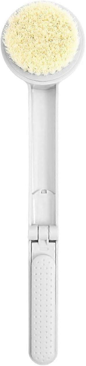 Long Handle Body Brush with Soft Bristles, Foldable Back Scrubber for Shower, White