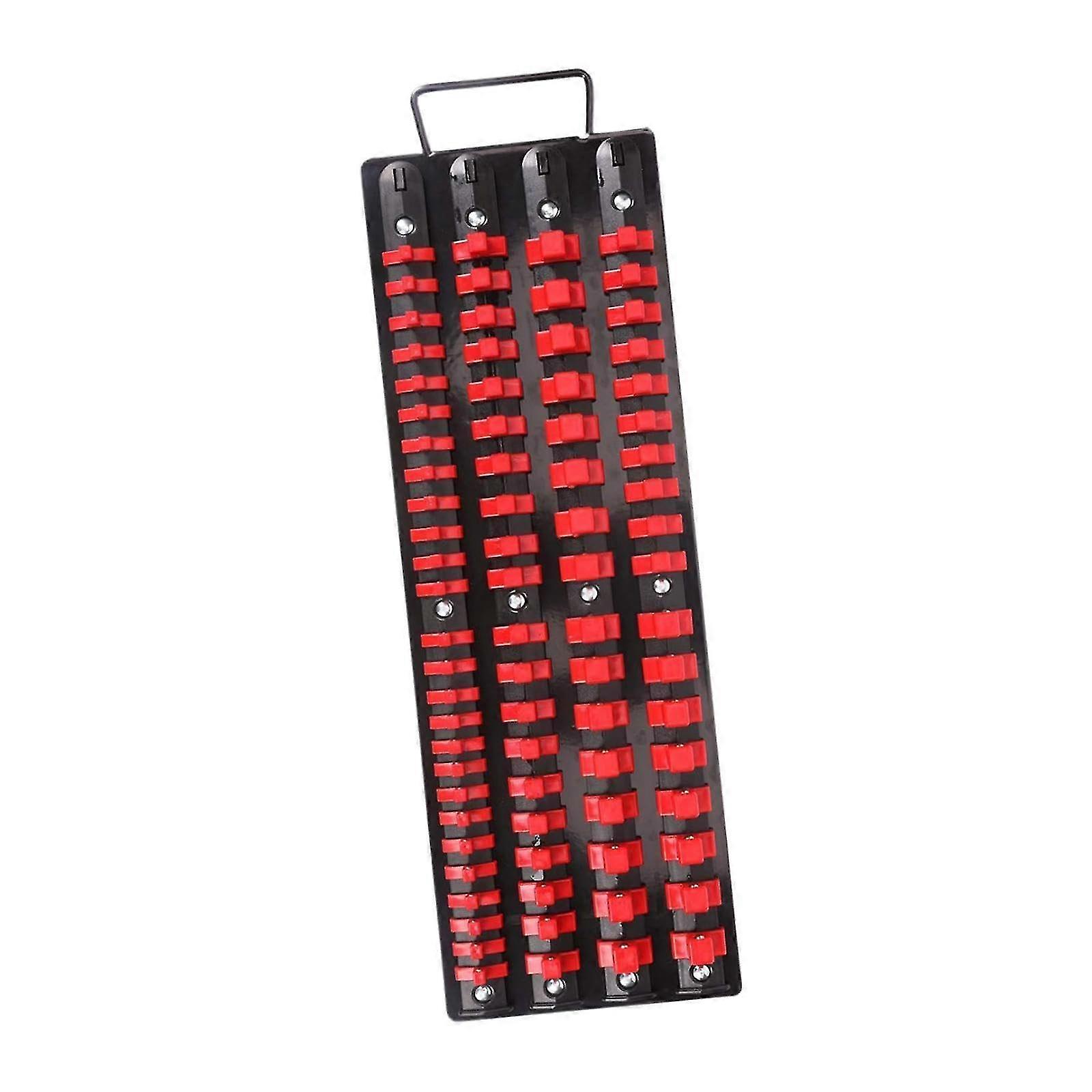 2026 Socket Organizer Tray Socket Rack with Handle Sturdy Tools Organizer 1/2' 3/8' 1/4' Rack Stand Socket Holder, Red