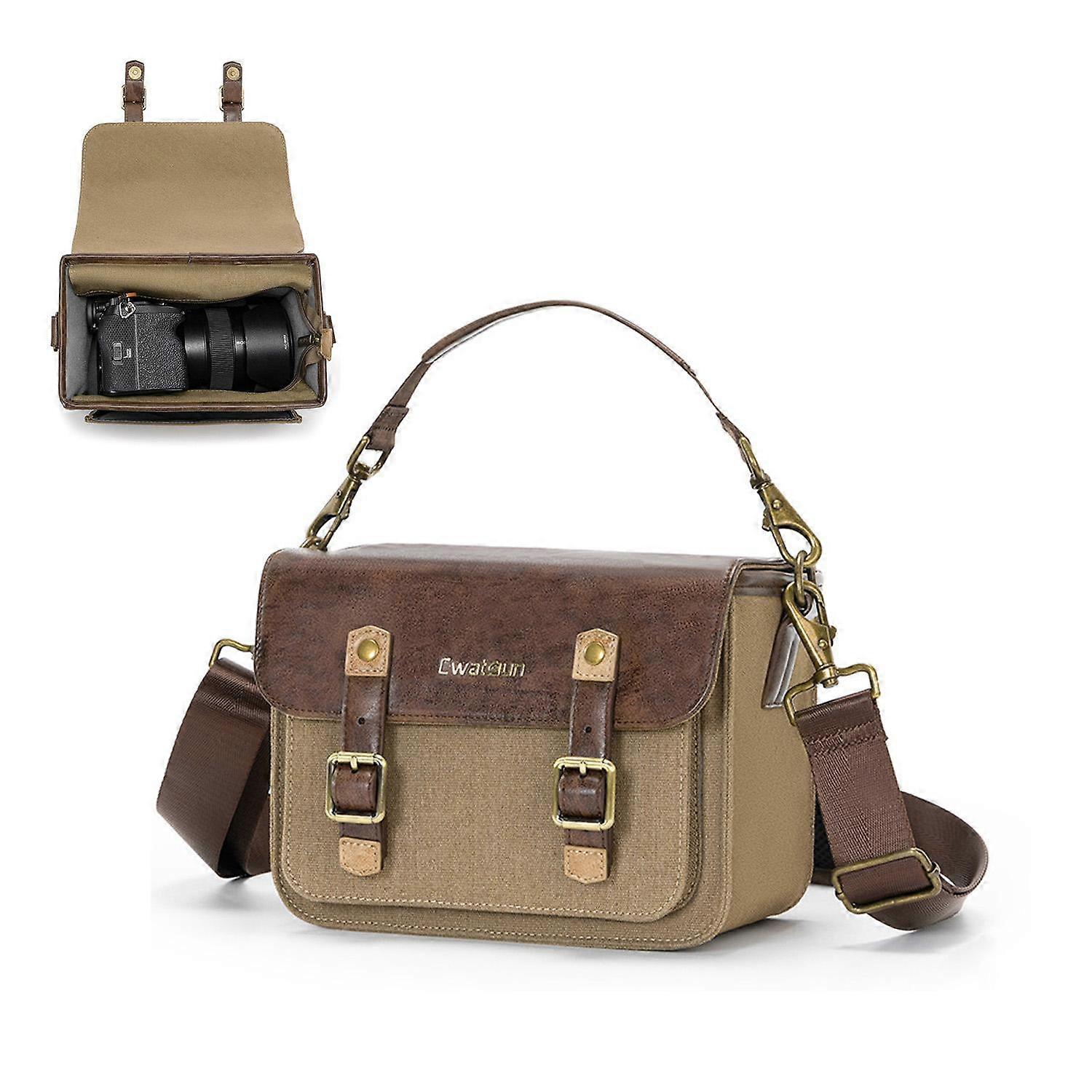 Cwatcun D181 Retro Single Shoulder Camera Bag Casual Mirrorless / DSLR Camera Canvas Bag