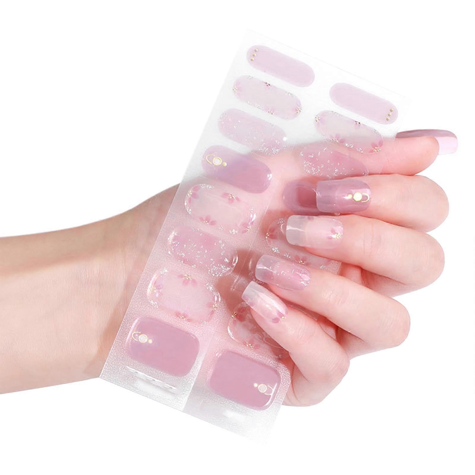 Semi Cured Gel Nail Strips Waterproof Full Wrap SalonQuality UV LED Curing Starter Kit