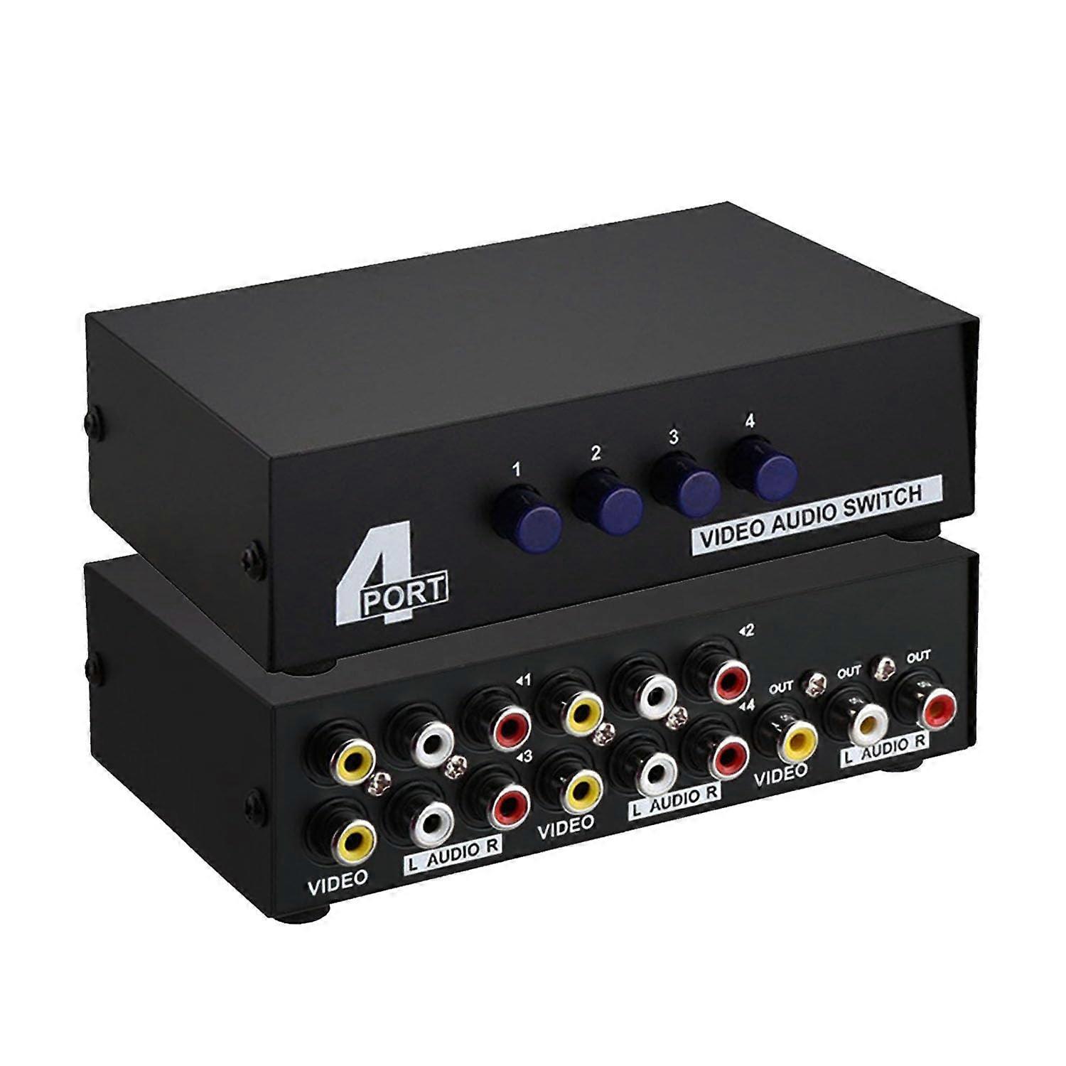 4 Port AV Switch RCA Audio Video Selector for TV DVD Game Console MultiDevice Connection