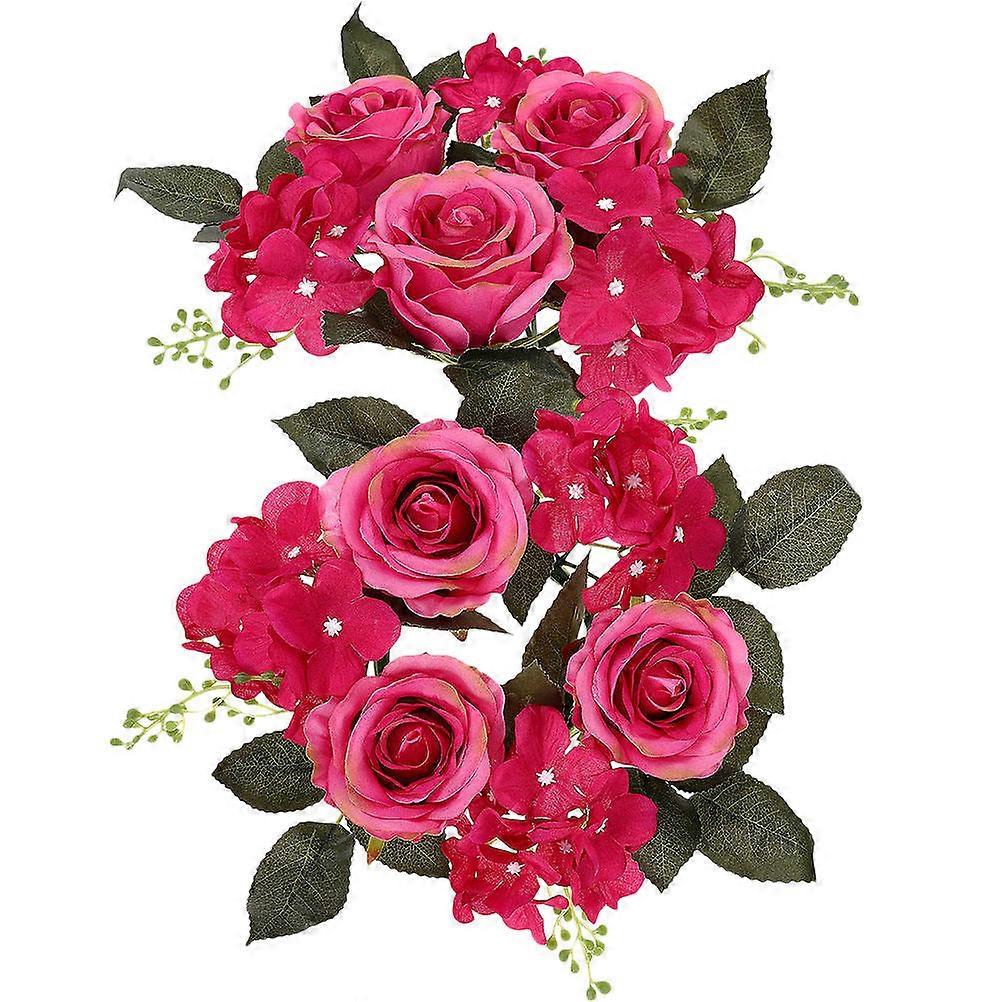 Wedding Rose Wreath Artificial Candle Wreaths for Tabletop 2Pcs
