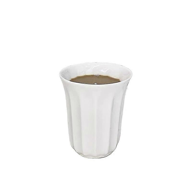 Ceramic Coffee Mug 300ml with Elegant Vertical Pattern, Durable White Cup for Tea, Milk and Water