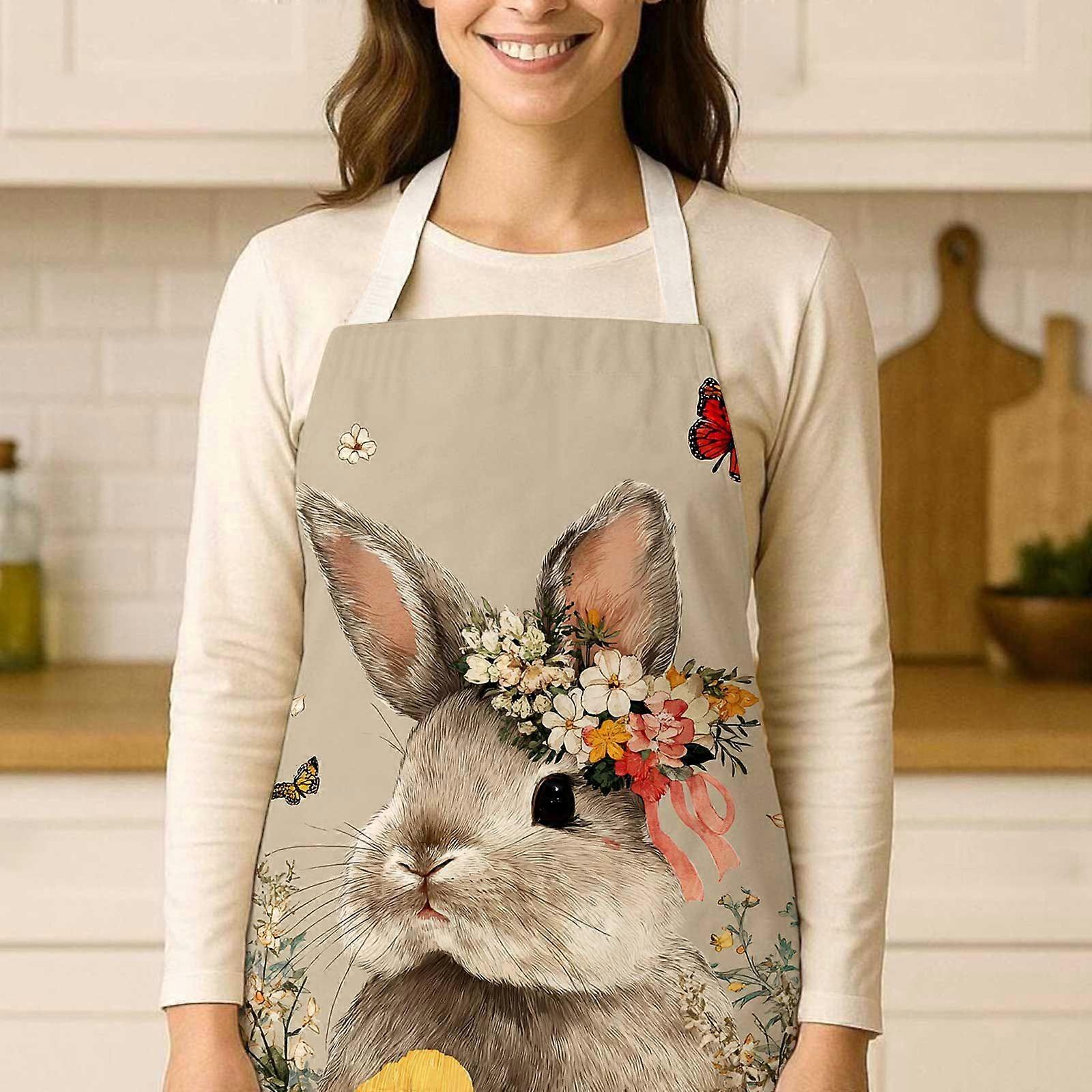 Kitchen Apron With Easter Bunny Design - Ideal Gift For Cooking & Laughing Enthusiasts