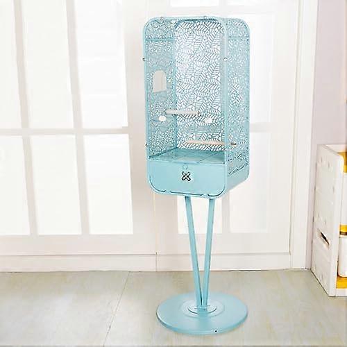 Bird Cage with Stand for Parakeet and Conure, SplashProof Design, EasyClean Drawer, Blue