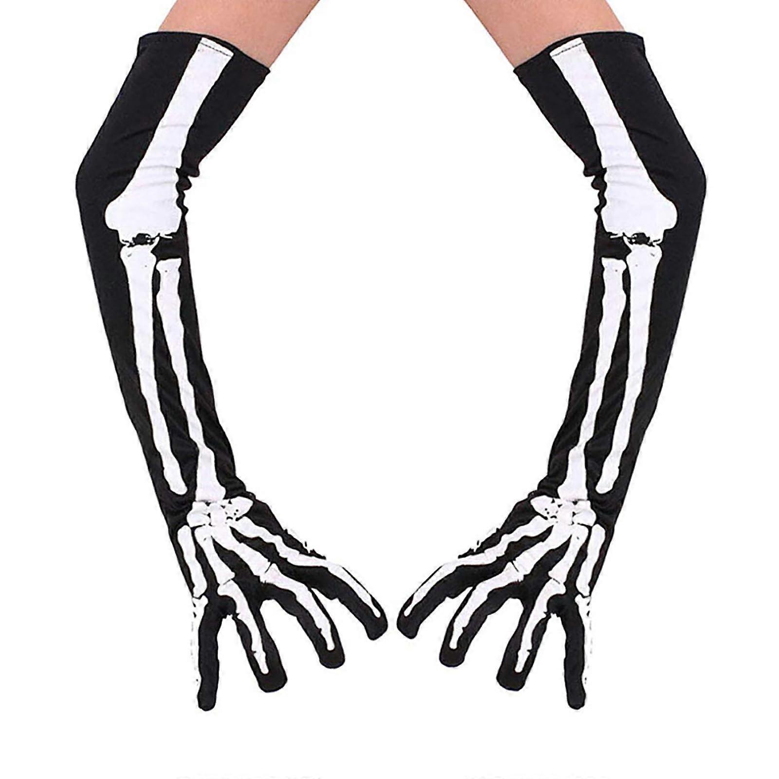 Halloween Skeleton Gloves with Realistic Bone Design, One Size Fits All, Durable Cosplay Accessory