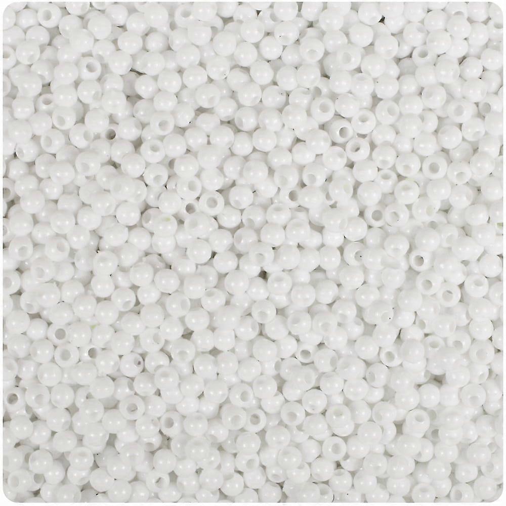 White Opaque 3mm Round Plastic Beads (1oz)