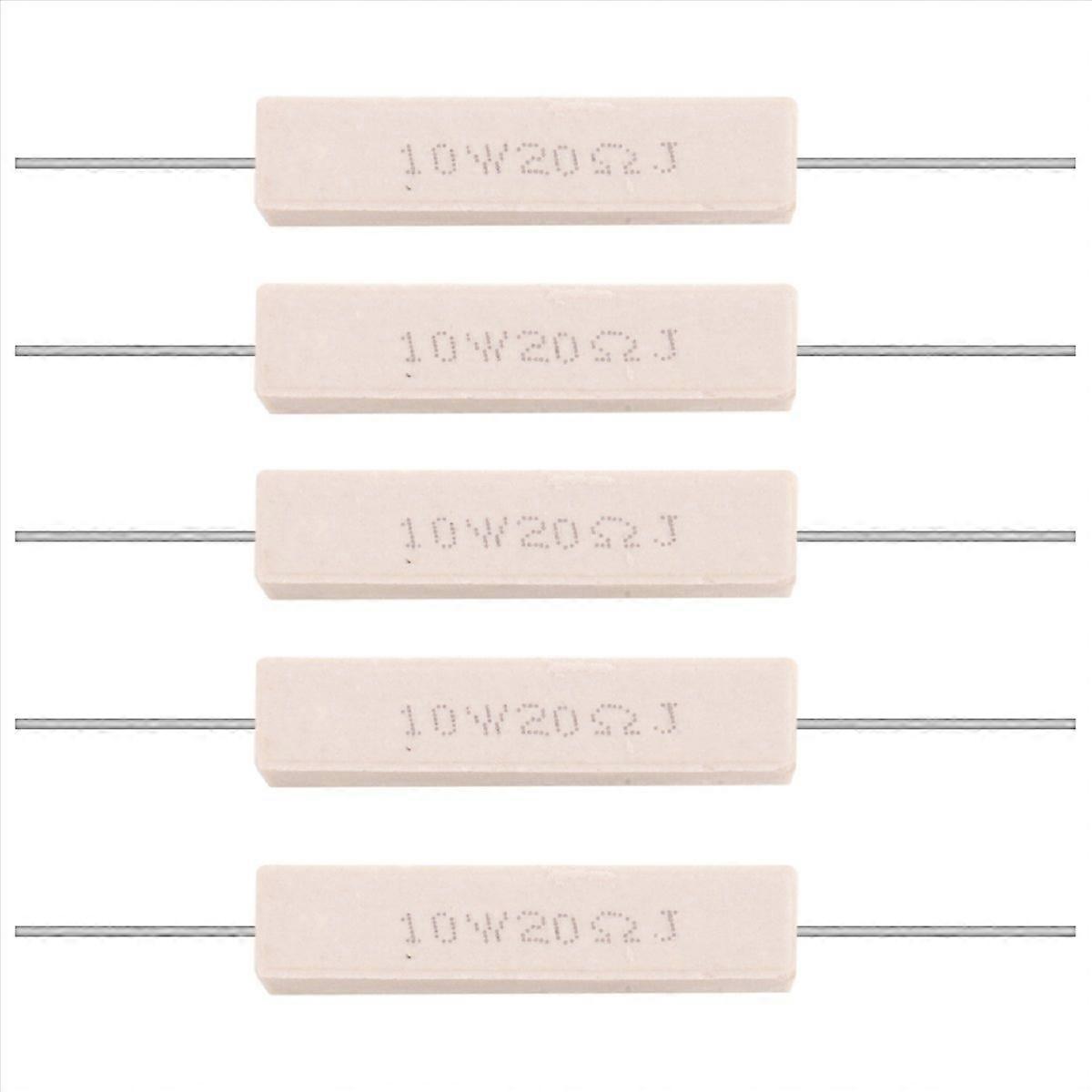 5x 10W 20 Ohm 5% Wirewound Ceramic Cement Resistor 10 Watt