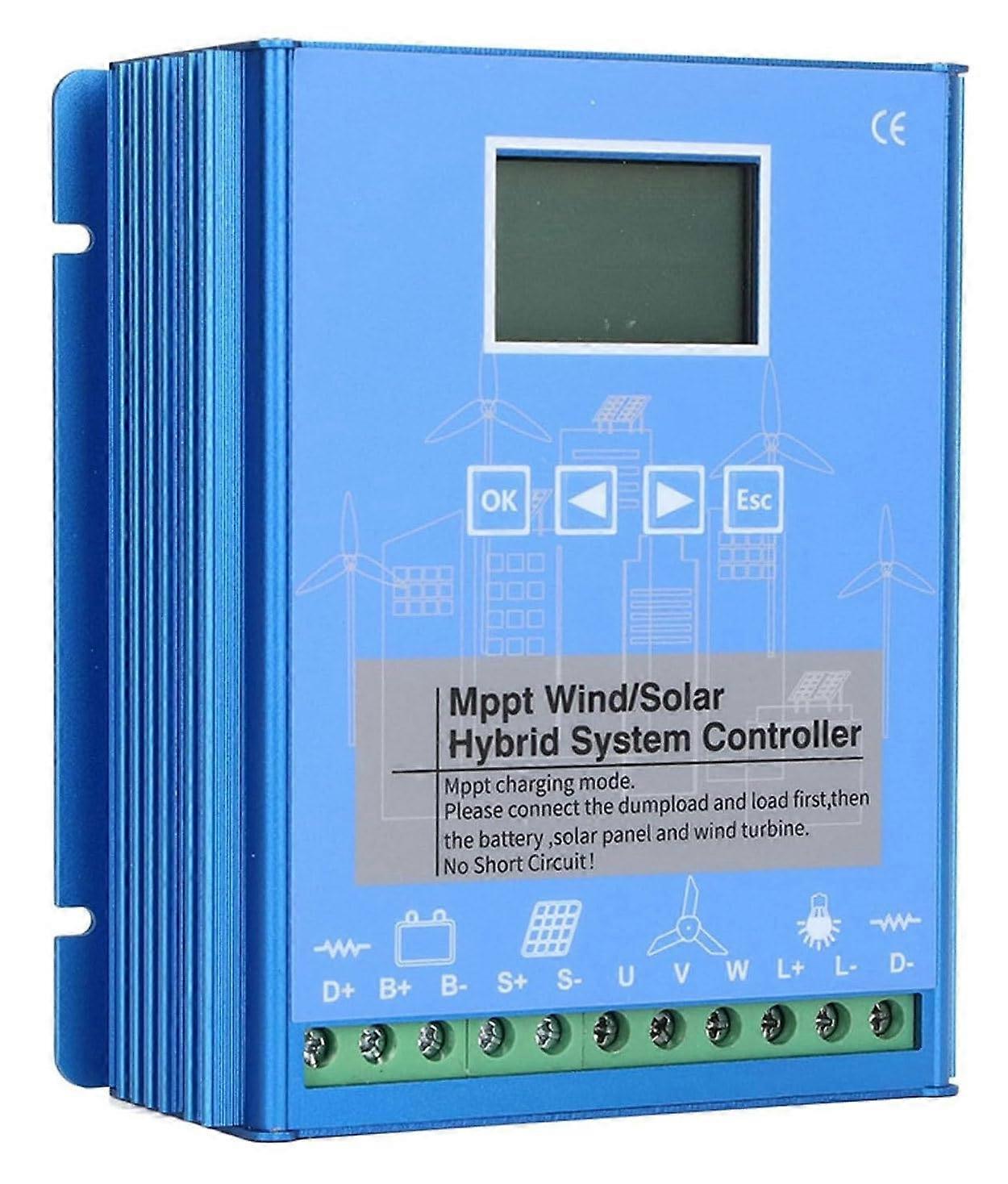 Hybrid Wind Solar Charge Controller MPPT 1200W 12V Off Grid with Dump Load LCD Display