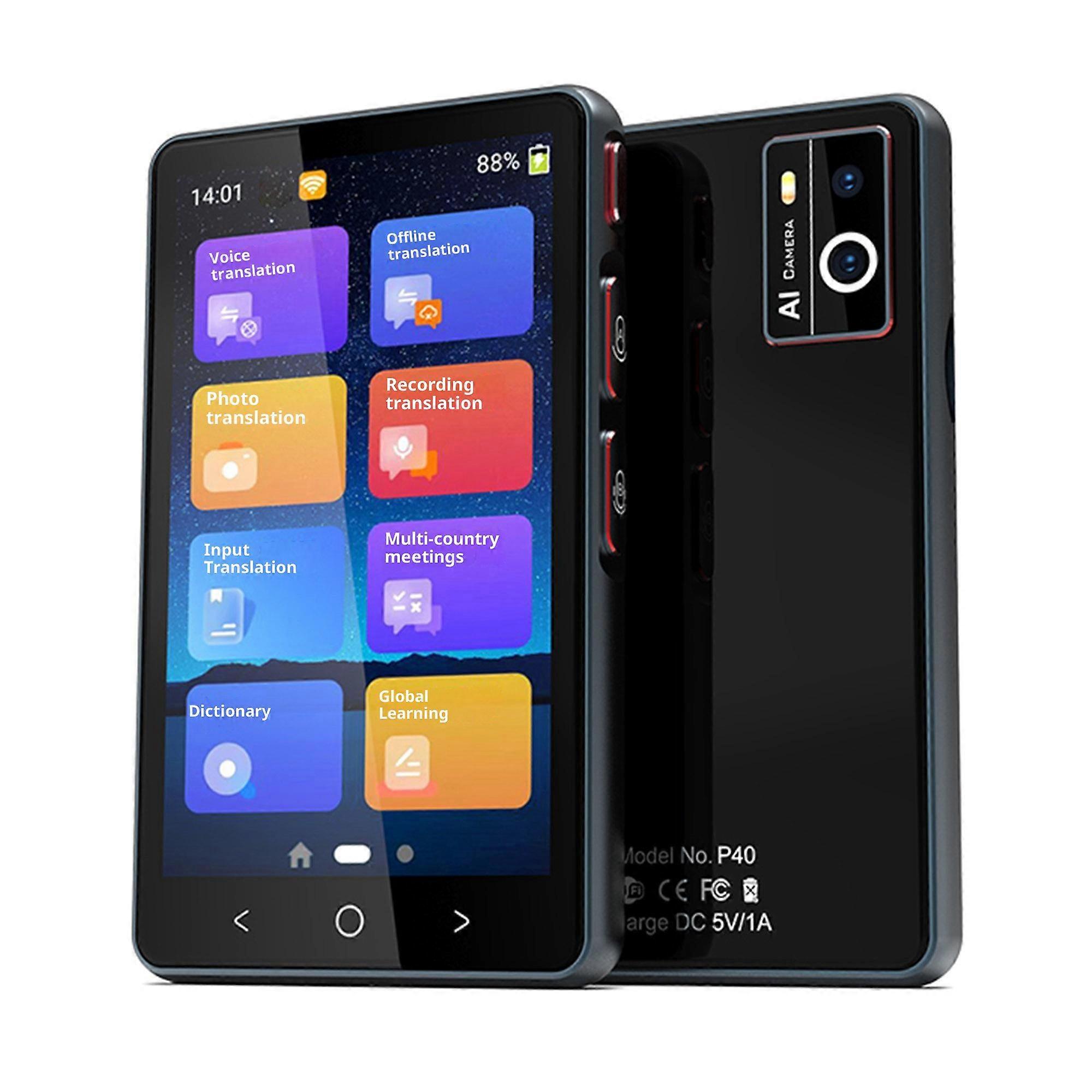 P40 Smart Voice Offline Translator Multilingual Translation Device with MP3 Player Multi-Functional 