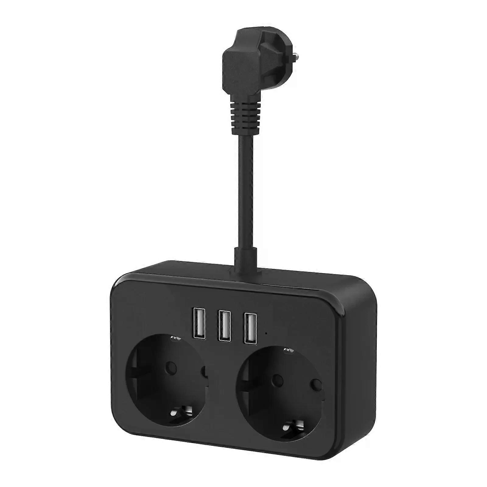 3840W EU Plug Power Strip with 2 AC Outlets 3 USB 05mm Cable Multi Socket with Switch for Home/Office Socket