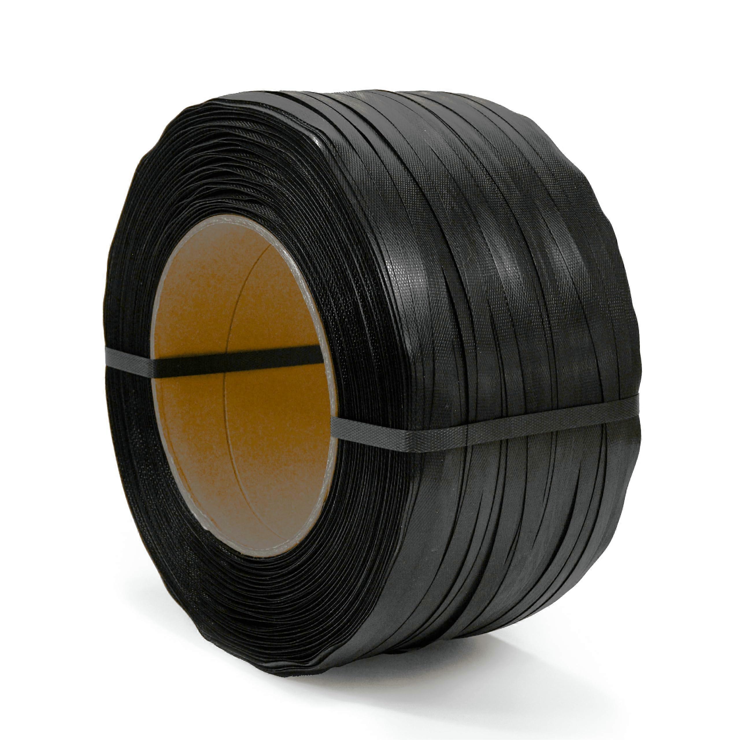 Embossed 1/2 Inch Polypropylene Strapping Roll 3937 Ft Black PP Strap 500 lb Strength for Packaging