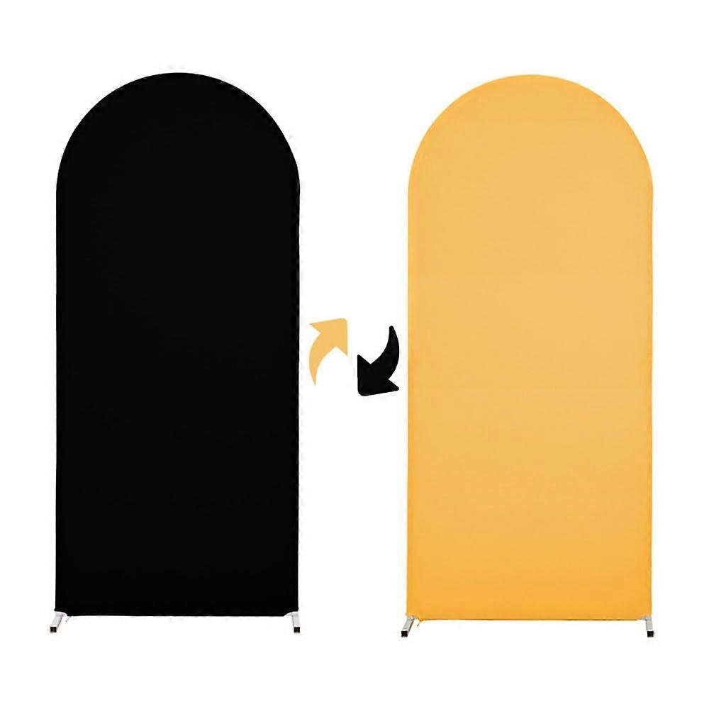 5ft Reversible Wedding Arch Backdrop Cover Black and Gold Spandex with Elastic Bottom Strap