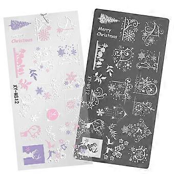 Christmas Nail Stamping Plate with Snowflake Stencil for Easy DIY Winter Holiday Manicure Designs