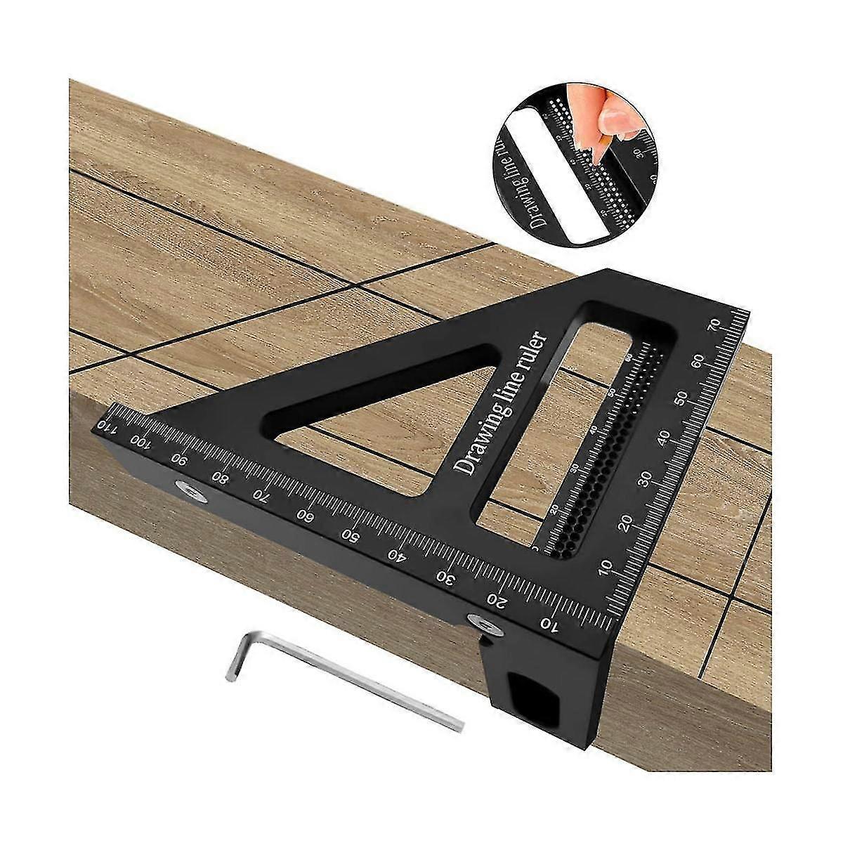 Woodworking Square Protractor Miter Triangle Ruler High Precision Layout Measuring Tool For Engineer Carpenter Black