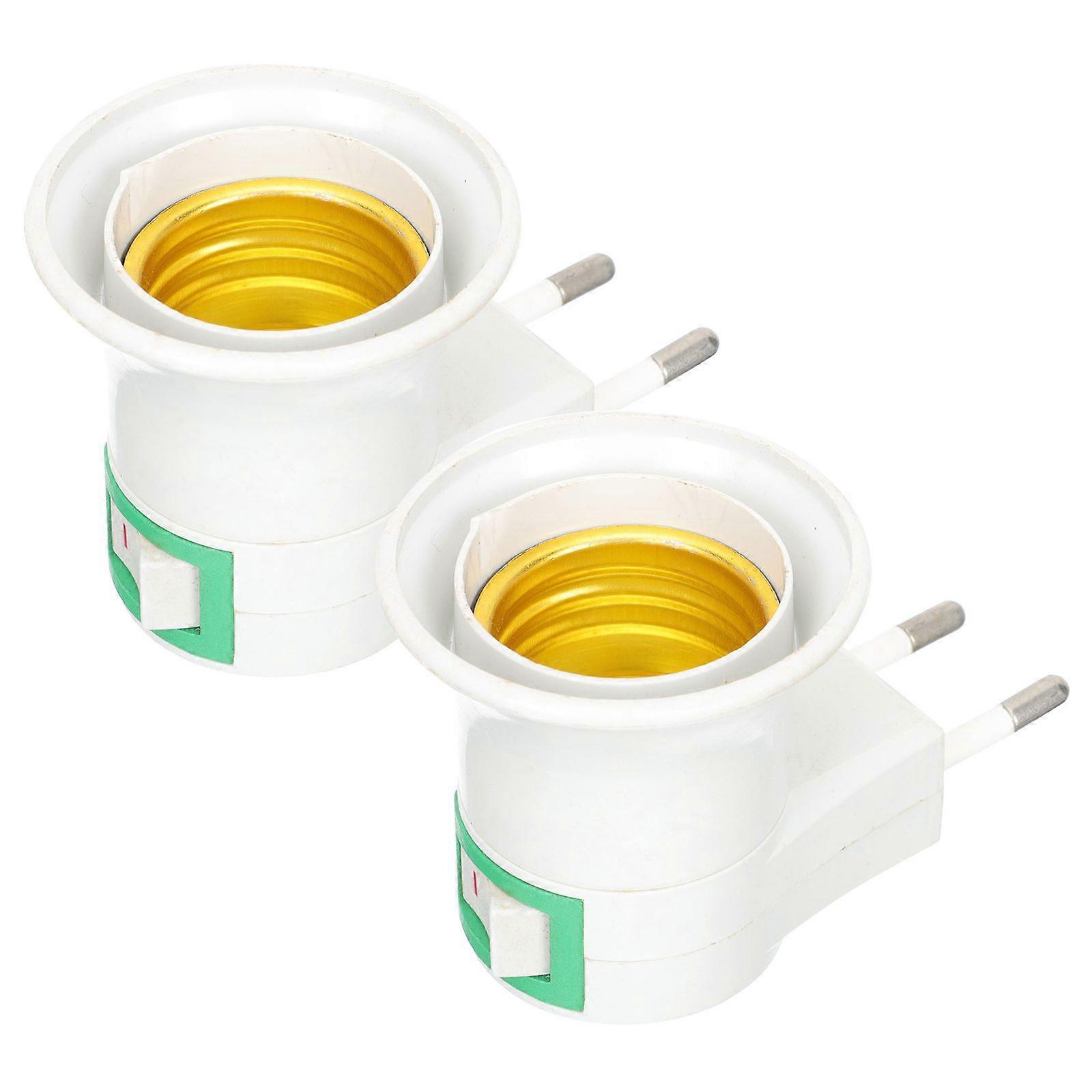 2pcs E27 Lamp Holder Plug-in Lamp Holder Adapter Wall Bulb Socket EU Plug