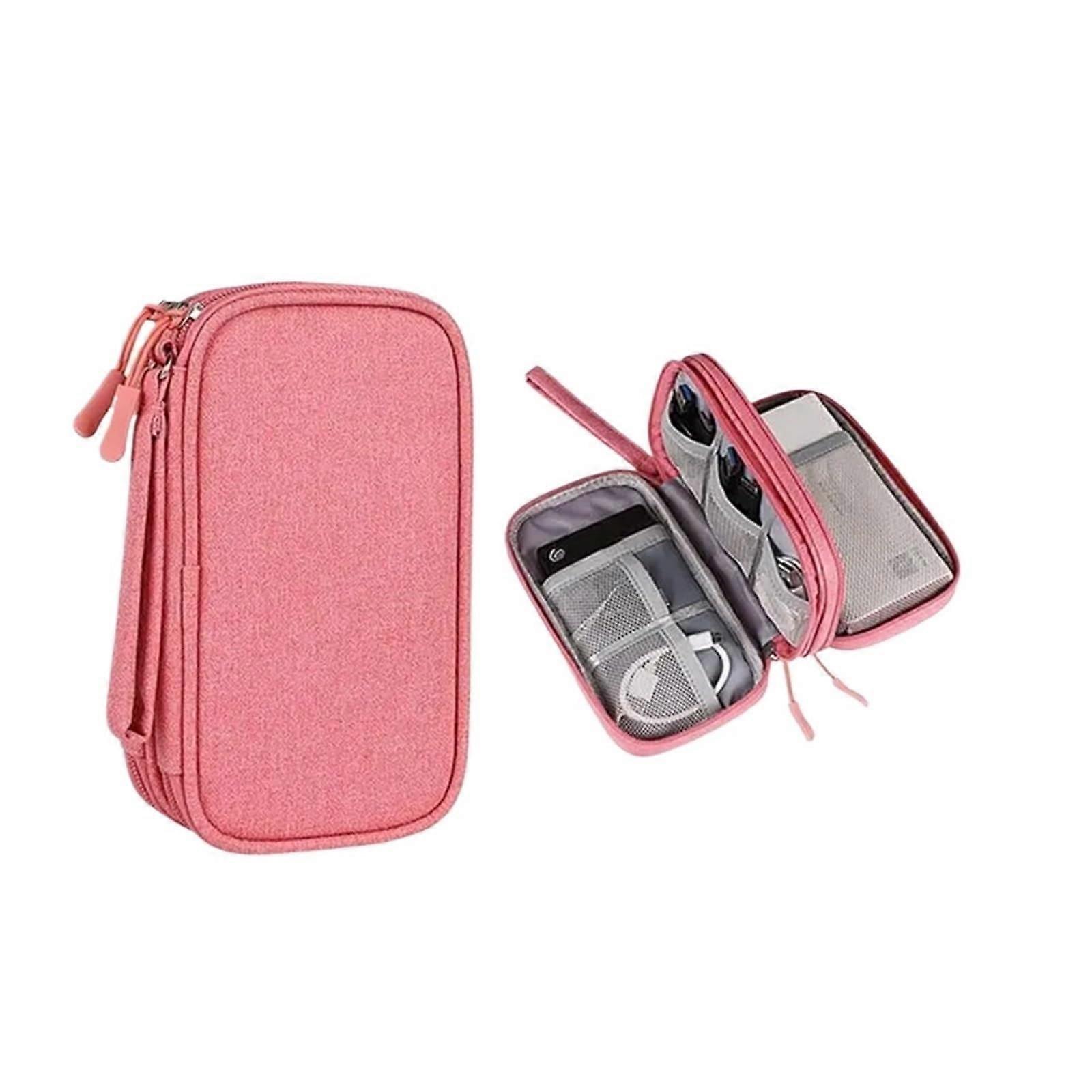 Cable Organizer Bag 2 Pack Pink Electronics Accessories Case for Tangle Travel Storage
