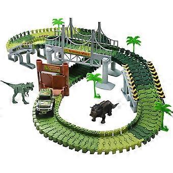 Dinosaur Track Set Jurassic Dinosaurs World Flexible Variable Racing Track Game Acsergery Gift
