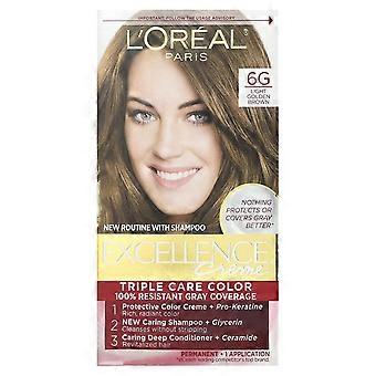 L'Oréal, Excellence Creme, Triple Care Color, 6G Light Golden Brown, 1 Application, 2-Pack